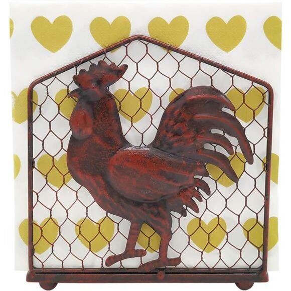Metal Rooster Design Tabletop Napkin Holder/Freestanding Tissue - Picture 1 of 7